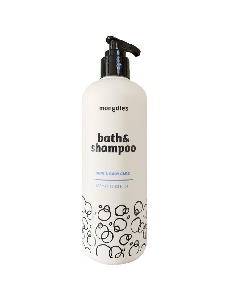 Mongdies Baby Bath&Shampoo-Moisturizing & Hydrating solutions for sensitive and delicate skin, Excellent grade in German Derma Test, All ingredients of EWG Green Level, Natural Fragrance -400ml - Image 1